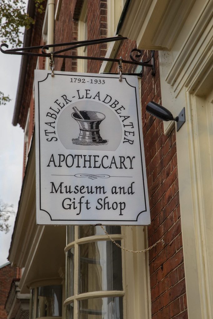 Sign outside the Alexandria Apothecary