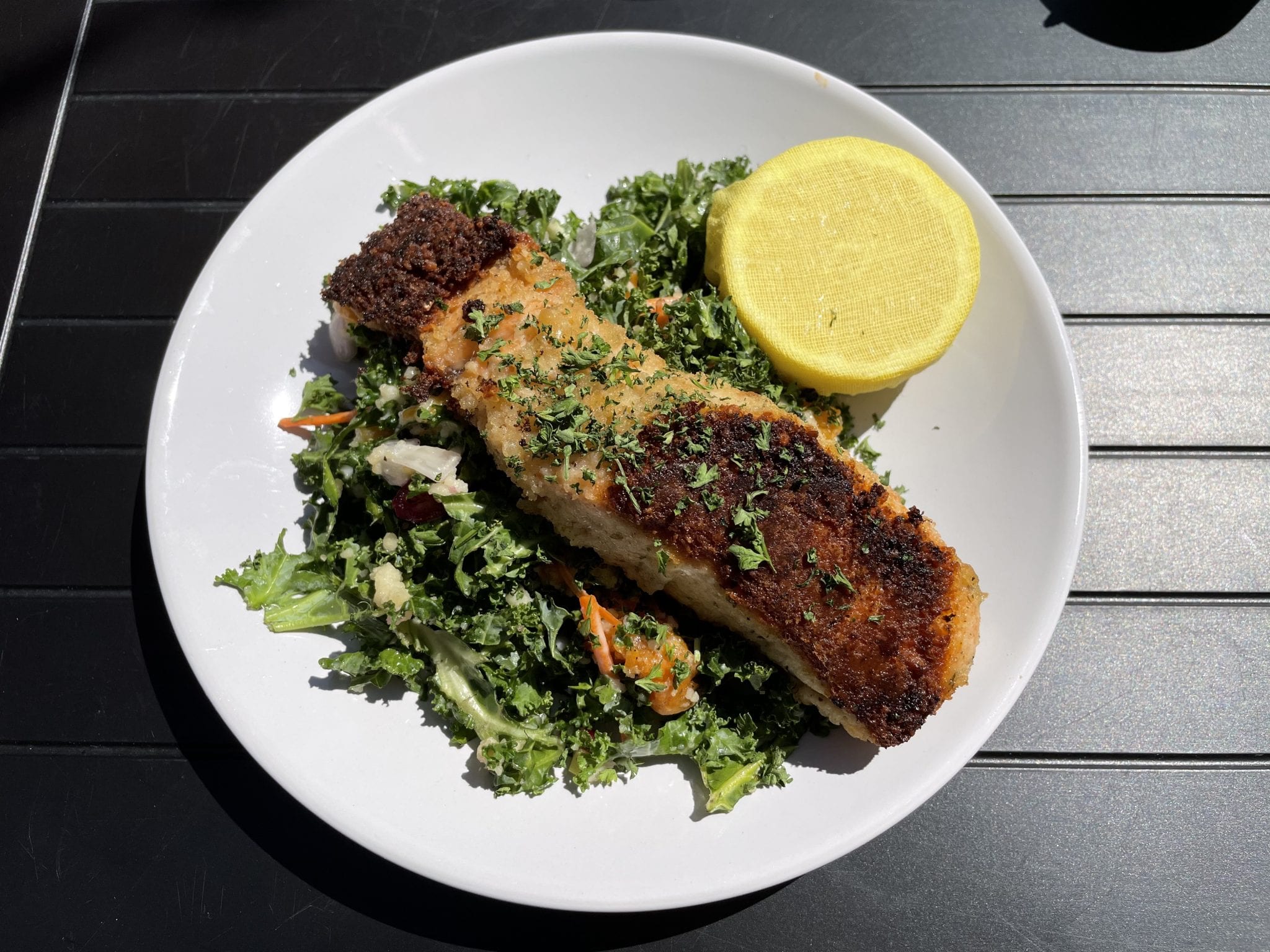 The salmon kale coucous salad is a go-to favorite. (Photo: Kelli Goel)