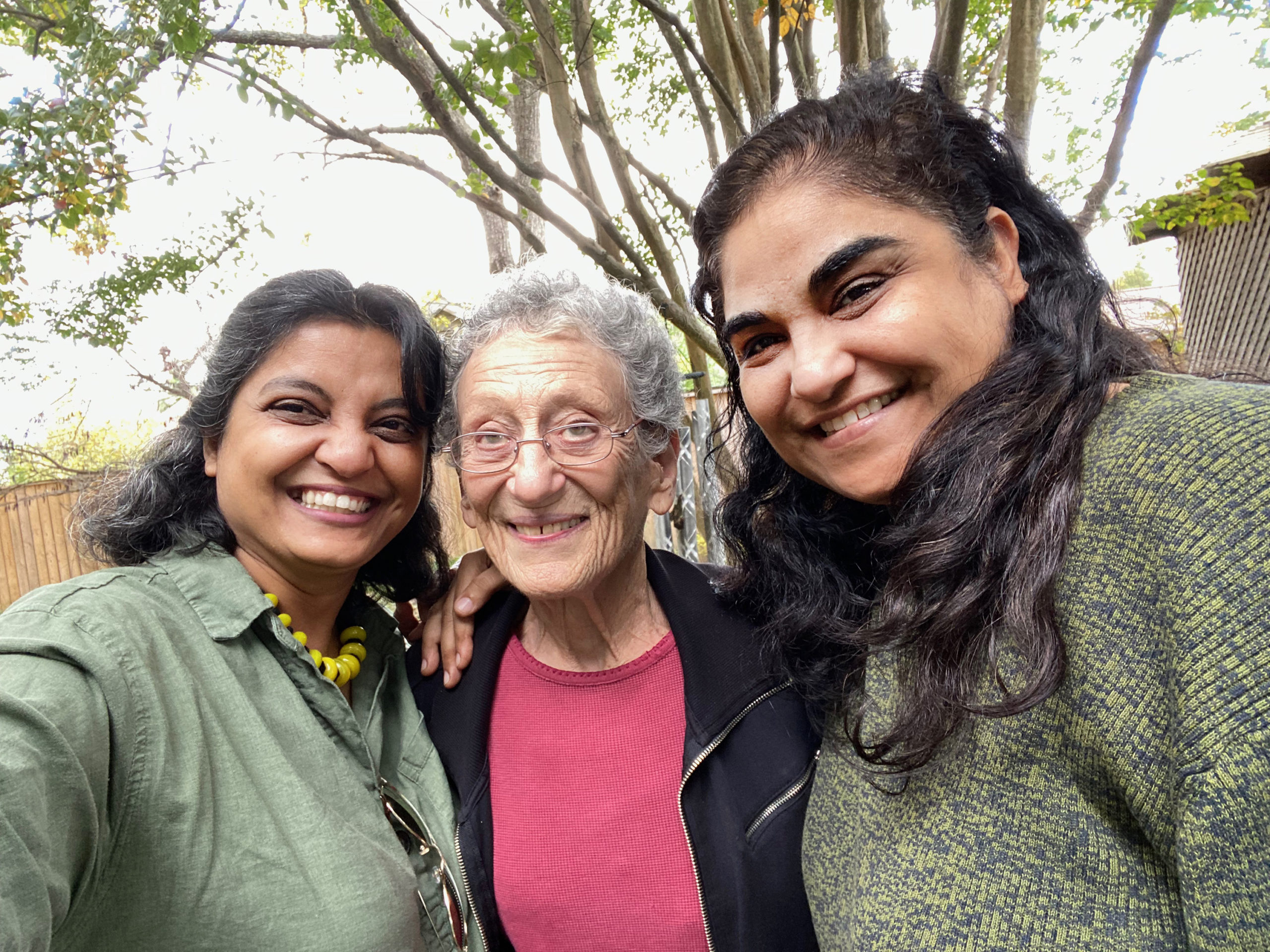 Artists Sushmita (Sush) Mazumdar, Sharmila Karamchandani and Nina Tisara in October 2021. (Photo: Sush Mazumdar)