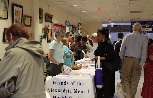 Susan Draschler, a past co-chair of Friends, at a community event to raise awareness about mental health services and the role of Friends of the Alexandria Mental Health Center. (Courtesy photo)