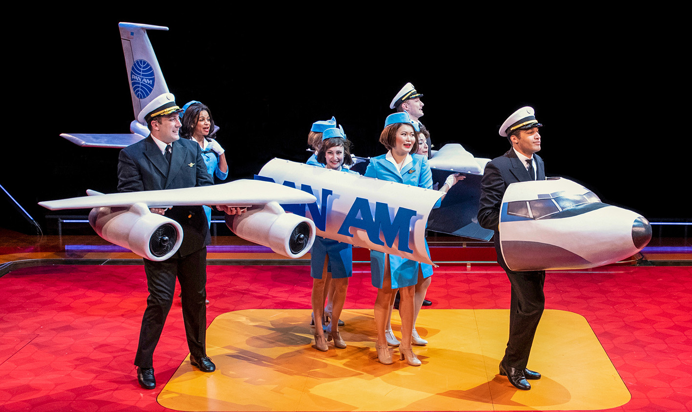 Christian Thompson (Frank Abagnale, Jr.) and the cast of Catch Me If You Can running March 4 through April 17 at Arena Stage at the Mead Center for American Theater. Photo by Margot Schulman.