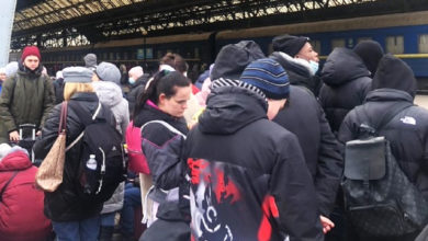 Ukrainian Refugees at Lviv Train Station