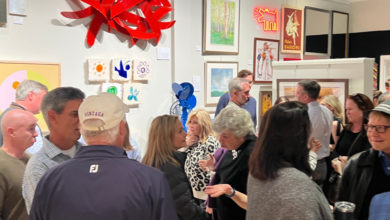 Crowd at Nepenthe Gallery Opening March 10, 2022. (Photo by Kelli Goel)