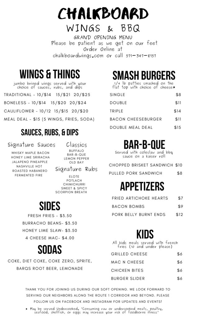 New Chalkboard Wings & BBQ is a Definite GoTo on Route 1 in Alexandria South The ZebraGood