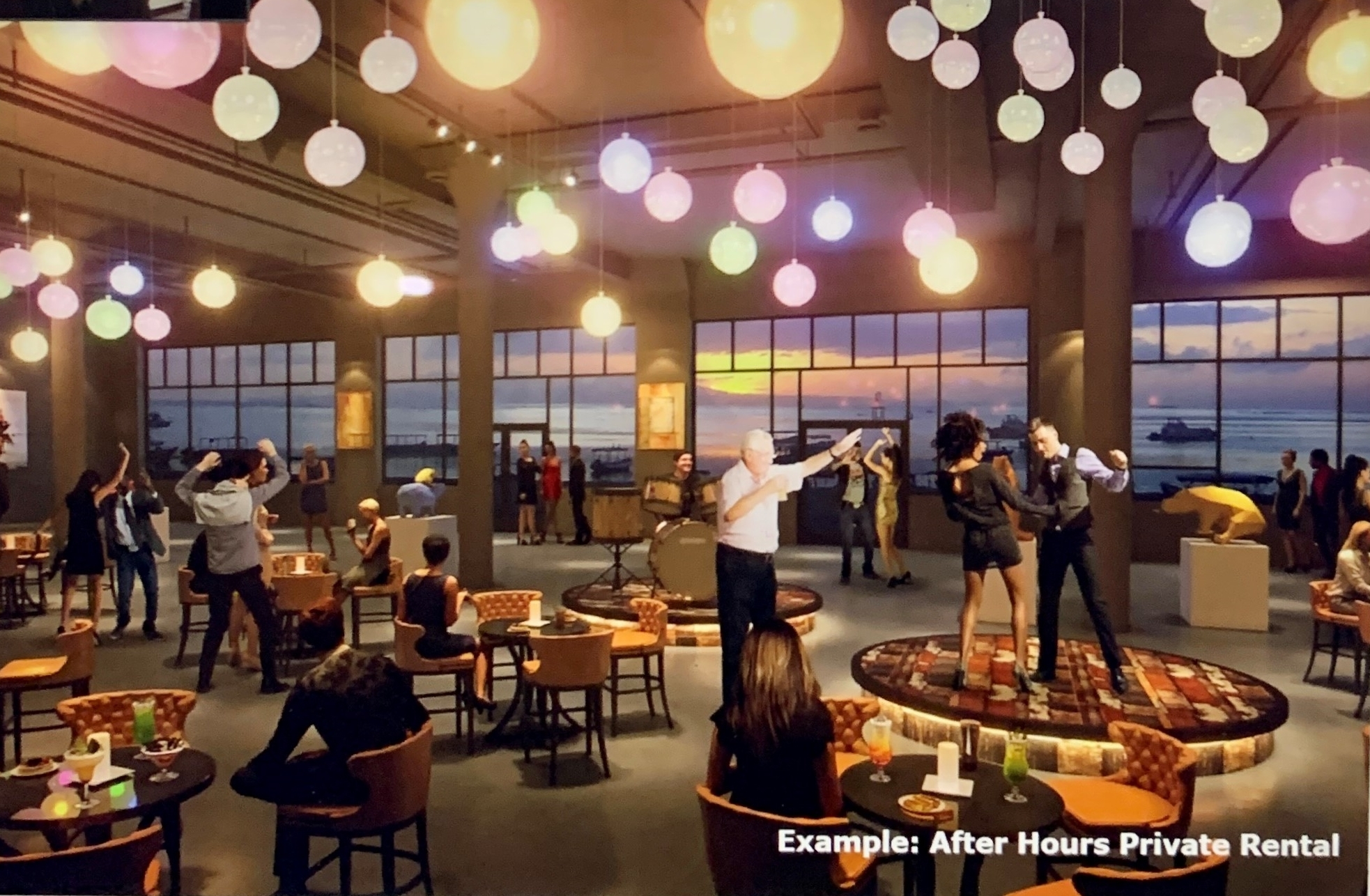 Architectural rendition of potential event rental space in redesigned Torpedo Factory. (Image: City of Alexandria)