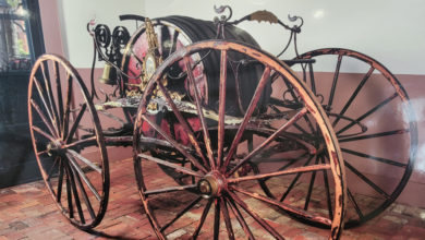 19th century fire hose reel carriage