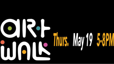 poster reads: art walk, thurs. may 19, 5-8 pm.