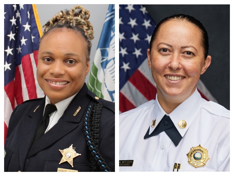 Lieutenant Erin Mustian and Sergeant Cassandra Branch were named, respectively, Firefighter/EMT of the Year and Law Enforcement Officer of the Year in Virginia. (Photos: City of Alexandria)