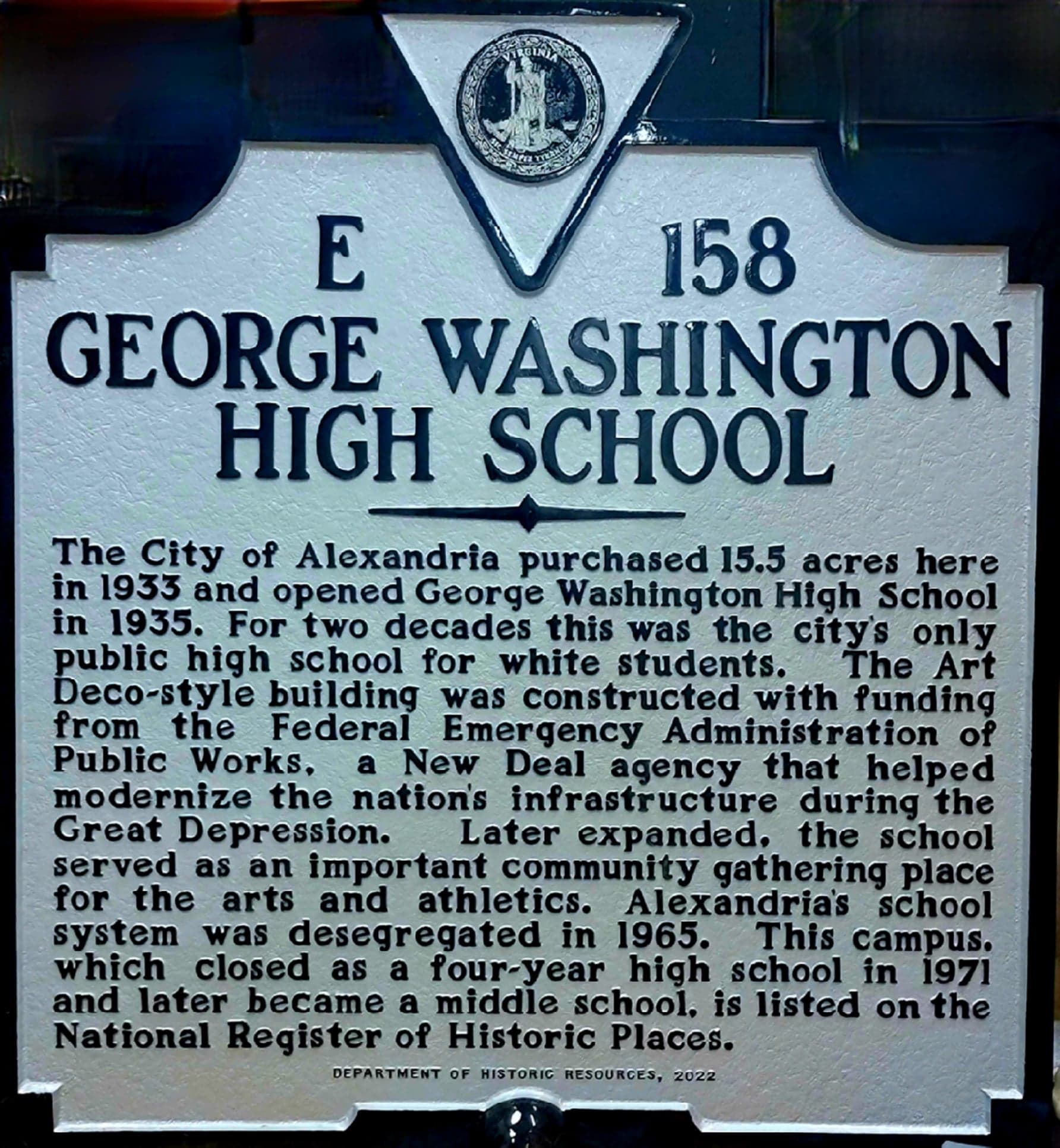 a state historical marker for george washington high school 