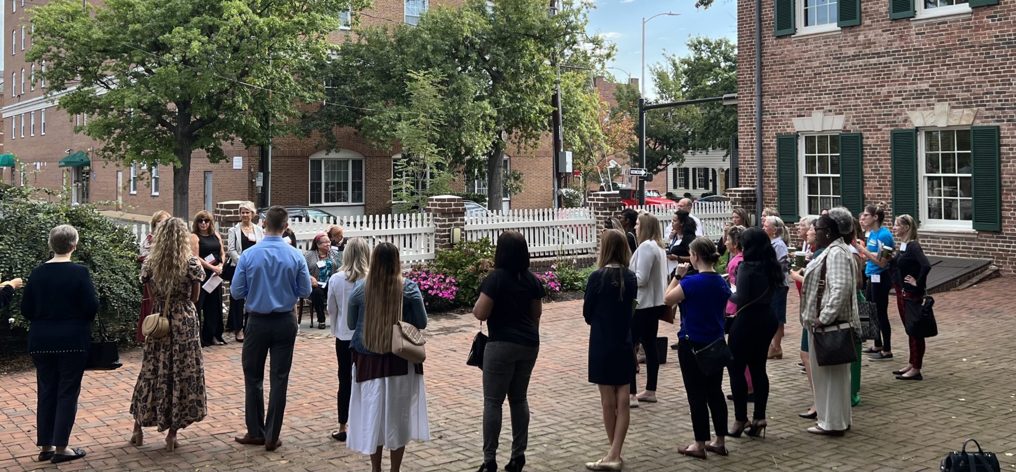 Networking in the courtyard at The Lloyd House in Alexandria