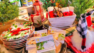 Greenstreet Gardens table full of holiday goodies, Alexandria VA.