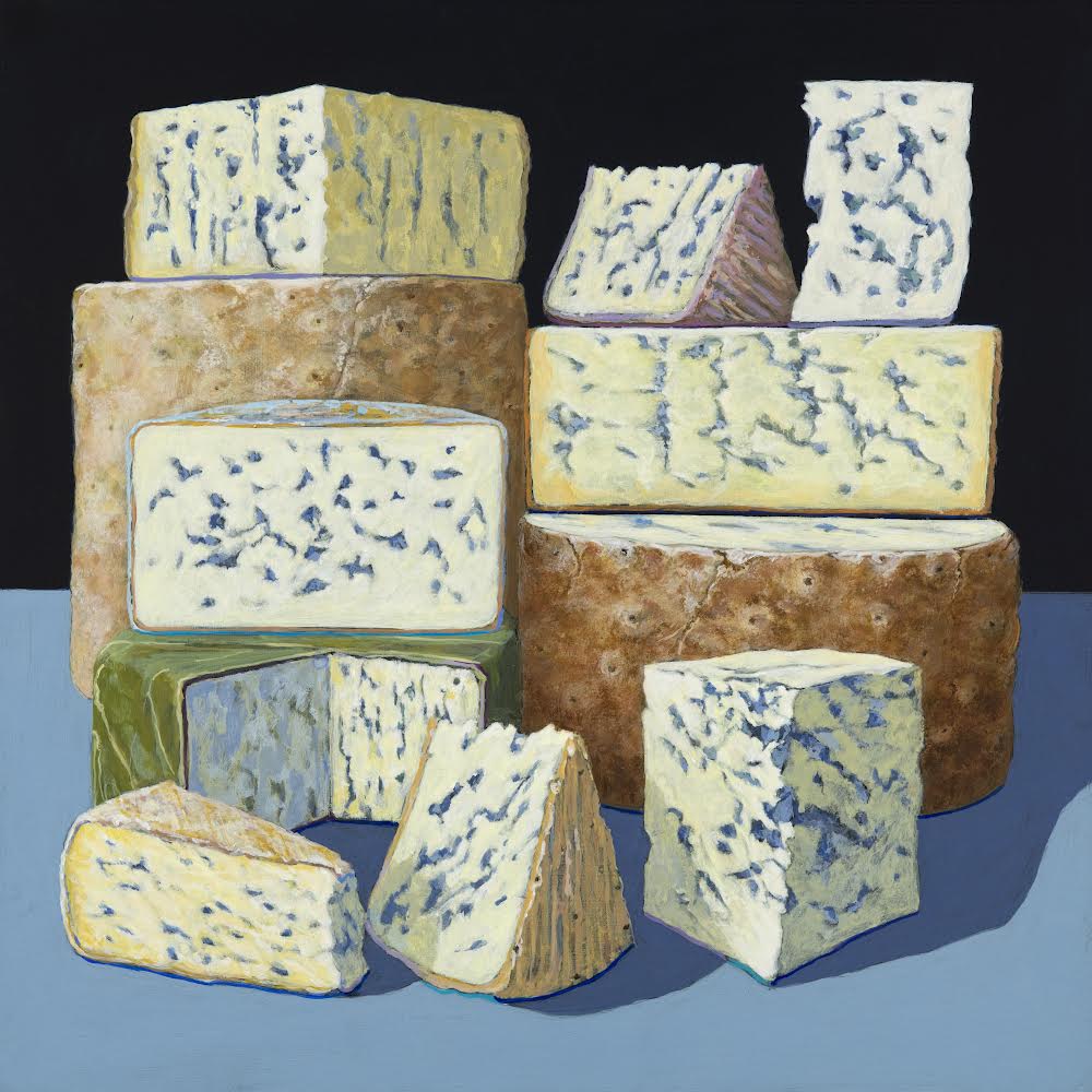 watercolor of blocks of Blue cheese