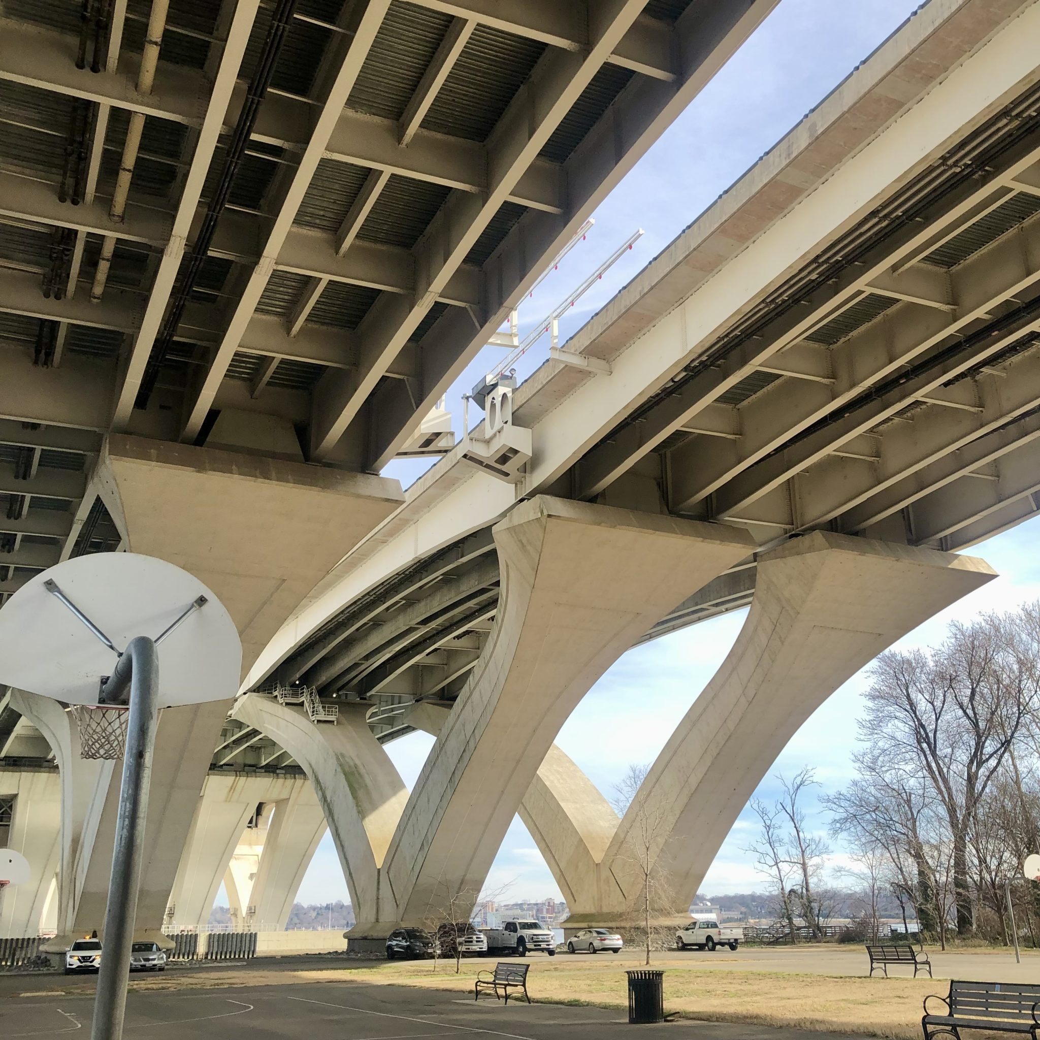 underneath Woodrow Wilson Bridge.