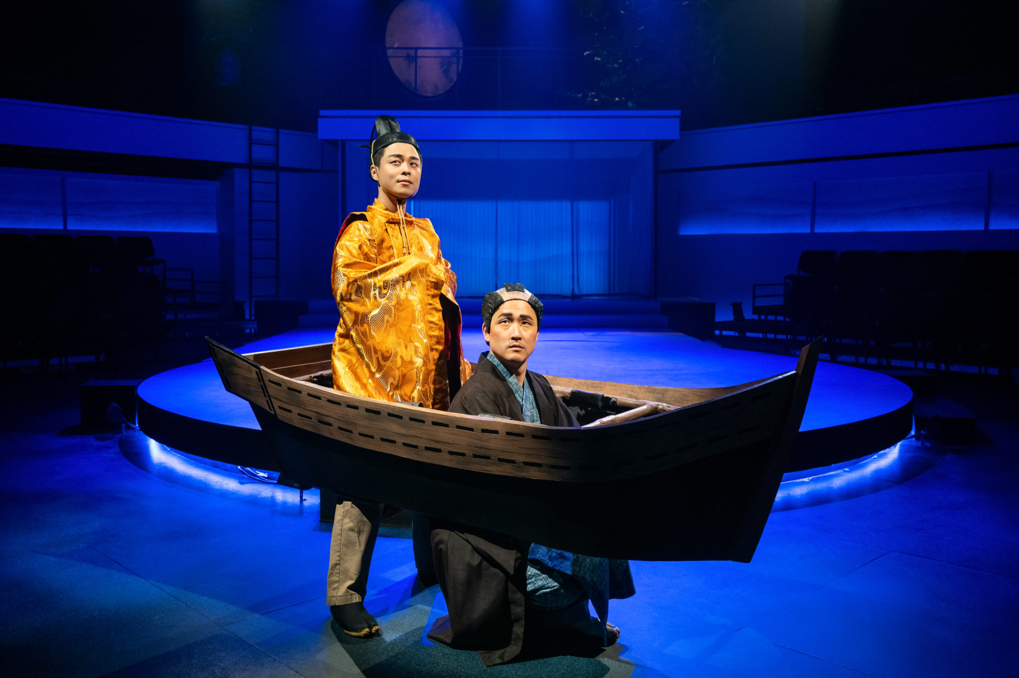 Jonny Lee Jr. (Manjiro) and Daniel May (Kayama) in Pacific Overtures at SignatureTheatre. Photo by Daniel Rader.