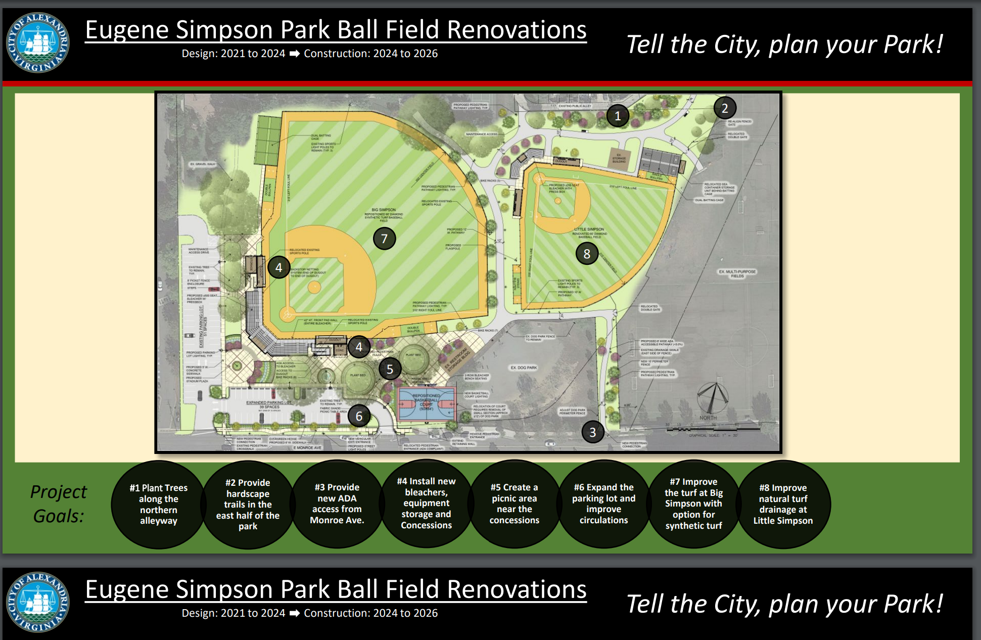 Architectural rendering for the City of Alexandria showing upcoming changes to Simpson Park in Del Ray.