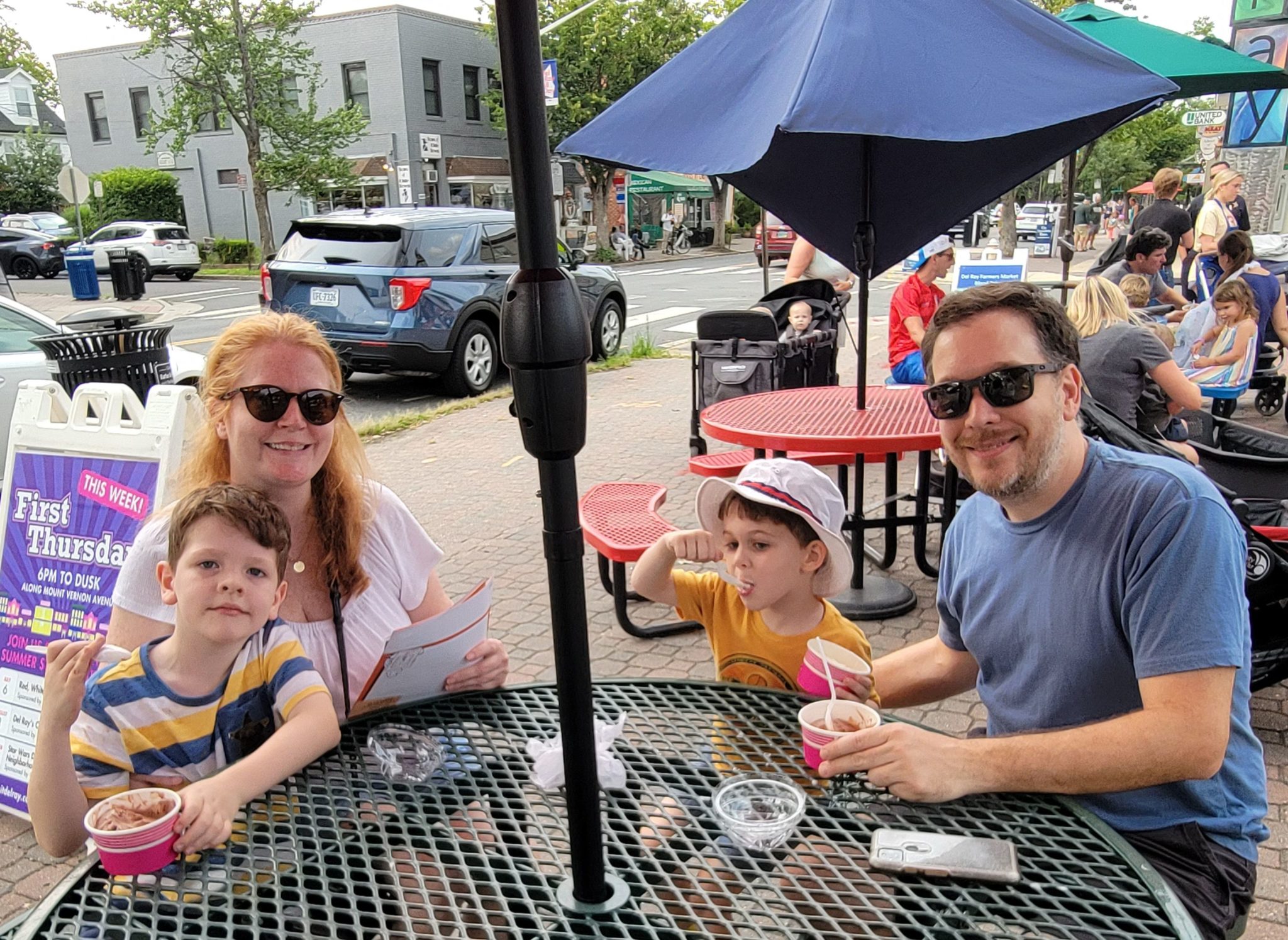 Family night out on National Night Out at Pat Miller Neighborhood Square in Del Ray (Photo Lucelle O’Flaherty)