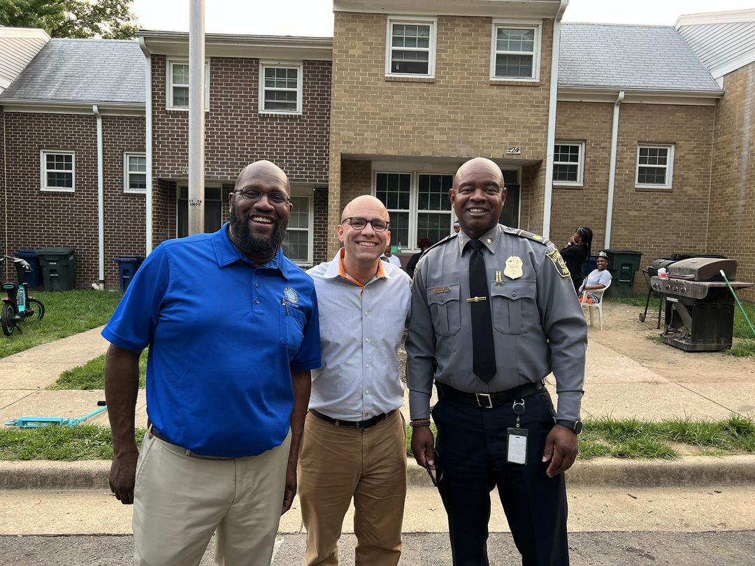 Mayor Justin Wilson (center) with City Councilman John Chapman (left) in Quaker Hill (Photo courtesy Mayor Wilson) 