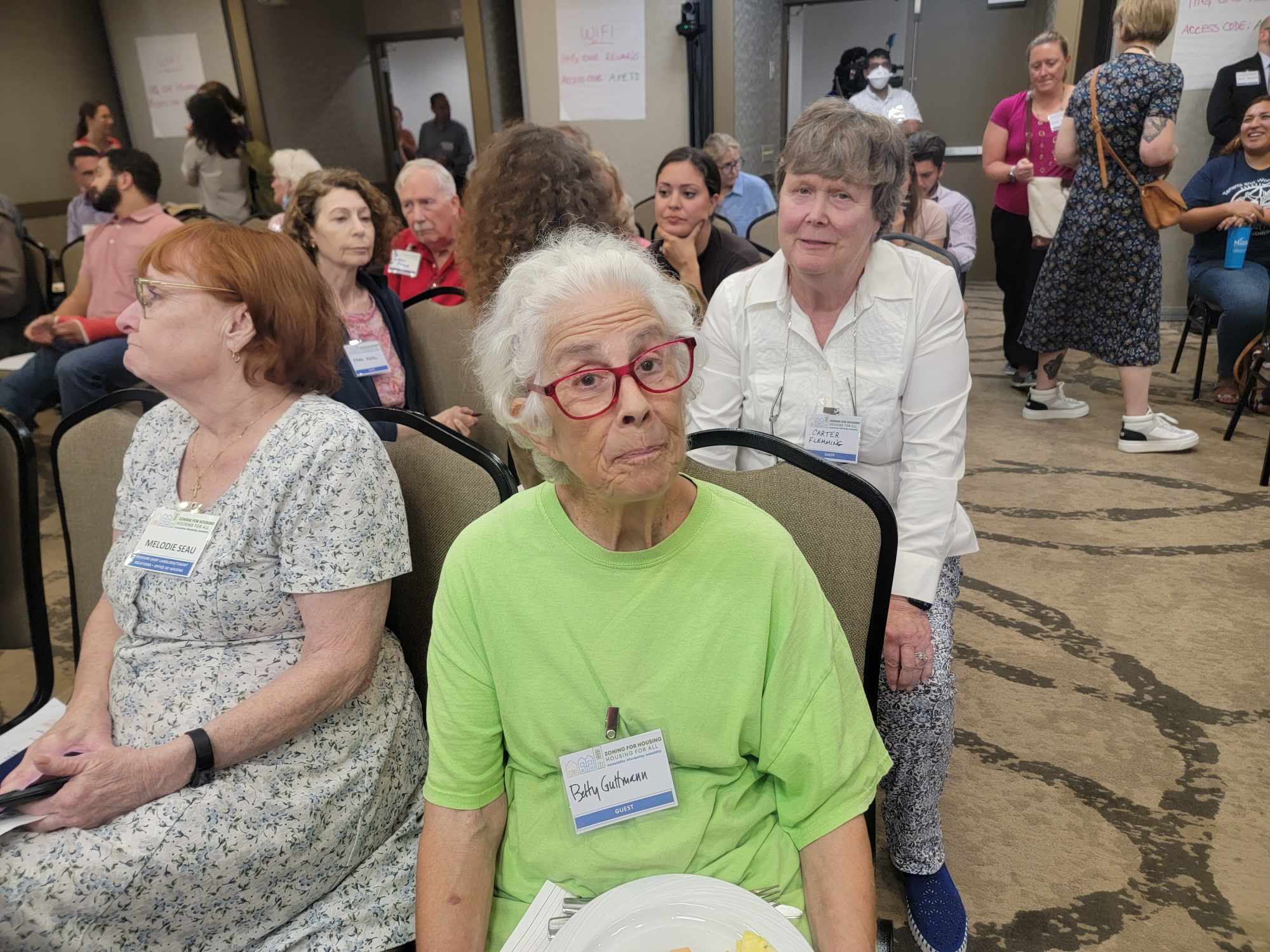 Front row left to right: Melodie Seau, Betty Guttmann. Second row, left to right: Fran Vogel, Erin Winograd, Carter Flemming (Photo: Lucelle O’Flaherty)