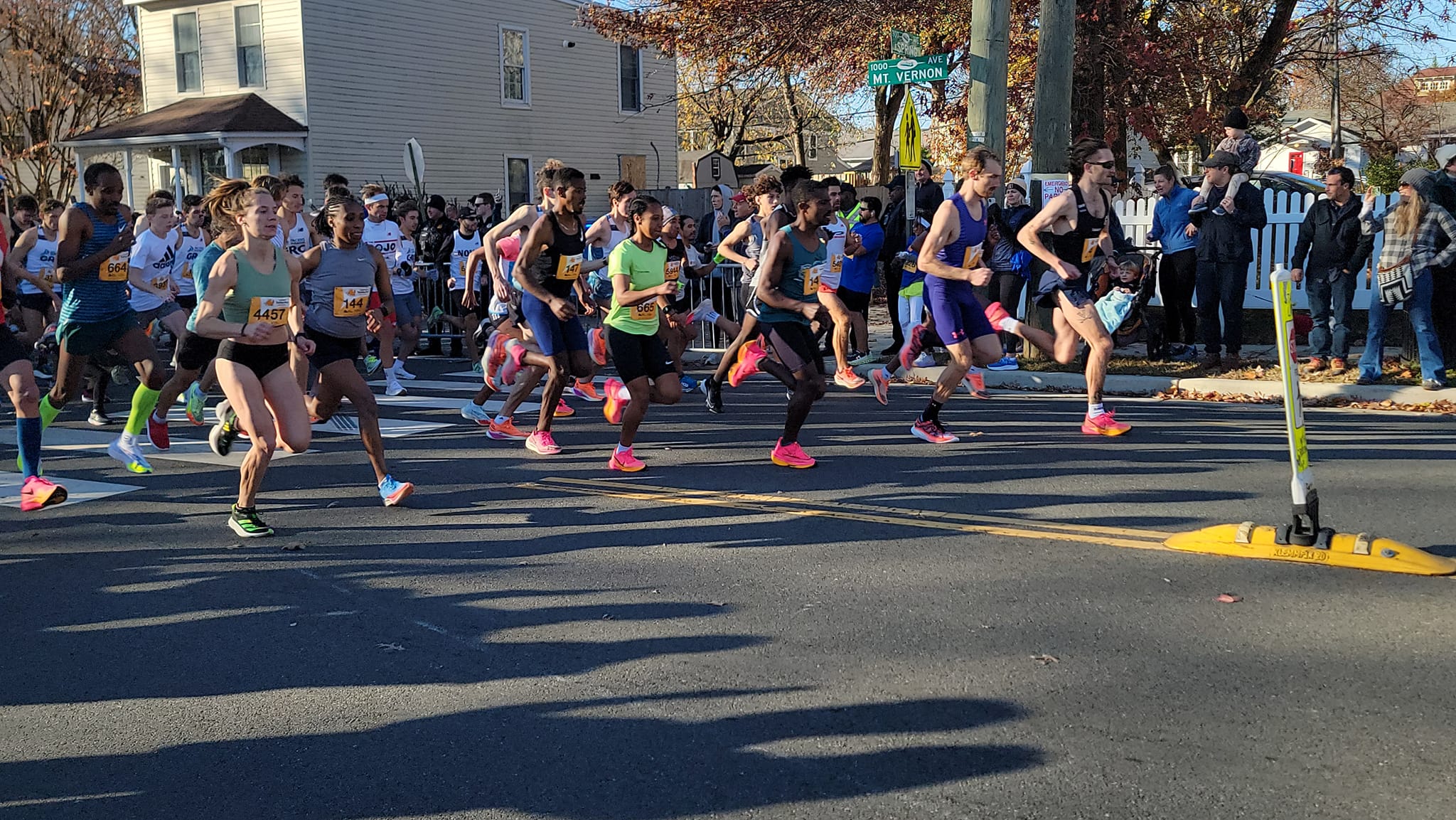 People running a marathon.