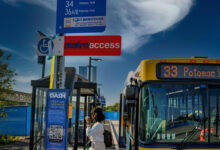 Passenger disembarking a DASH bus in Alexandria