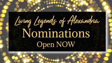 Gold words on Black Background that say Nominate an Alexandria Living Legend