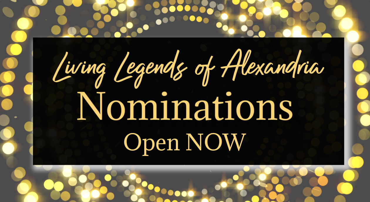 Gold words on Black Background that say Nominate an Alexandria Living Legend