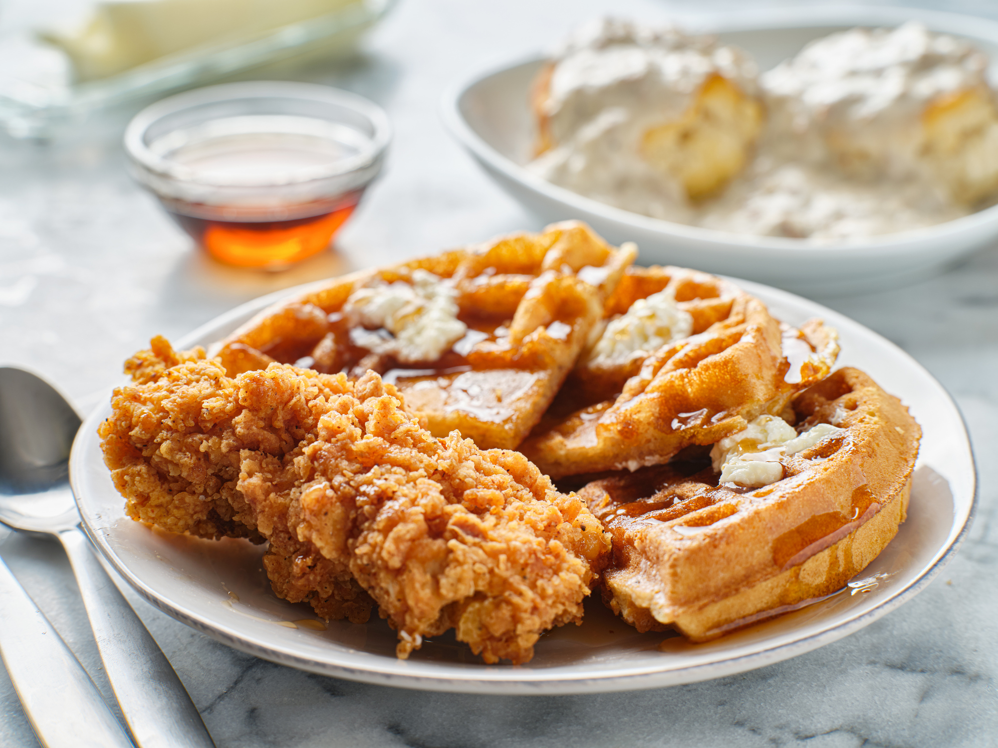 fried chicken and waffles breakfast with syrup fried chicken and waffles breakfast with syrup