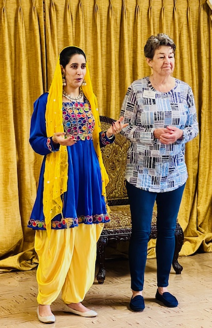 two women talking