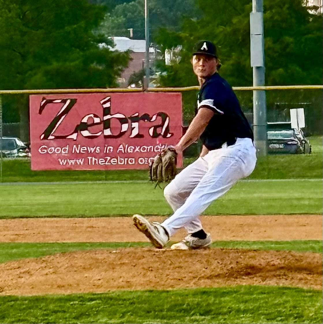 Alexandria Aces pitcher Cole Gebben from Western Michigan U. fires strikes into the Thunderbolts lineup at the season opener 2025. (Photo: Scott MacConomy) Alexandria Aces pitcher Cole Gebben from Western Michigan U. fires strikes into the Thunderbolts lineup at the season opener 2025. (Photo: Scott MacConomy)