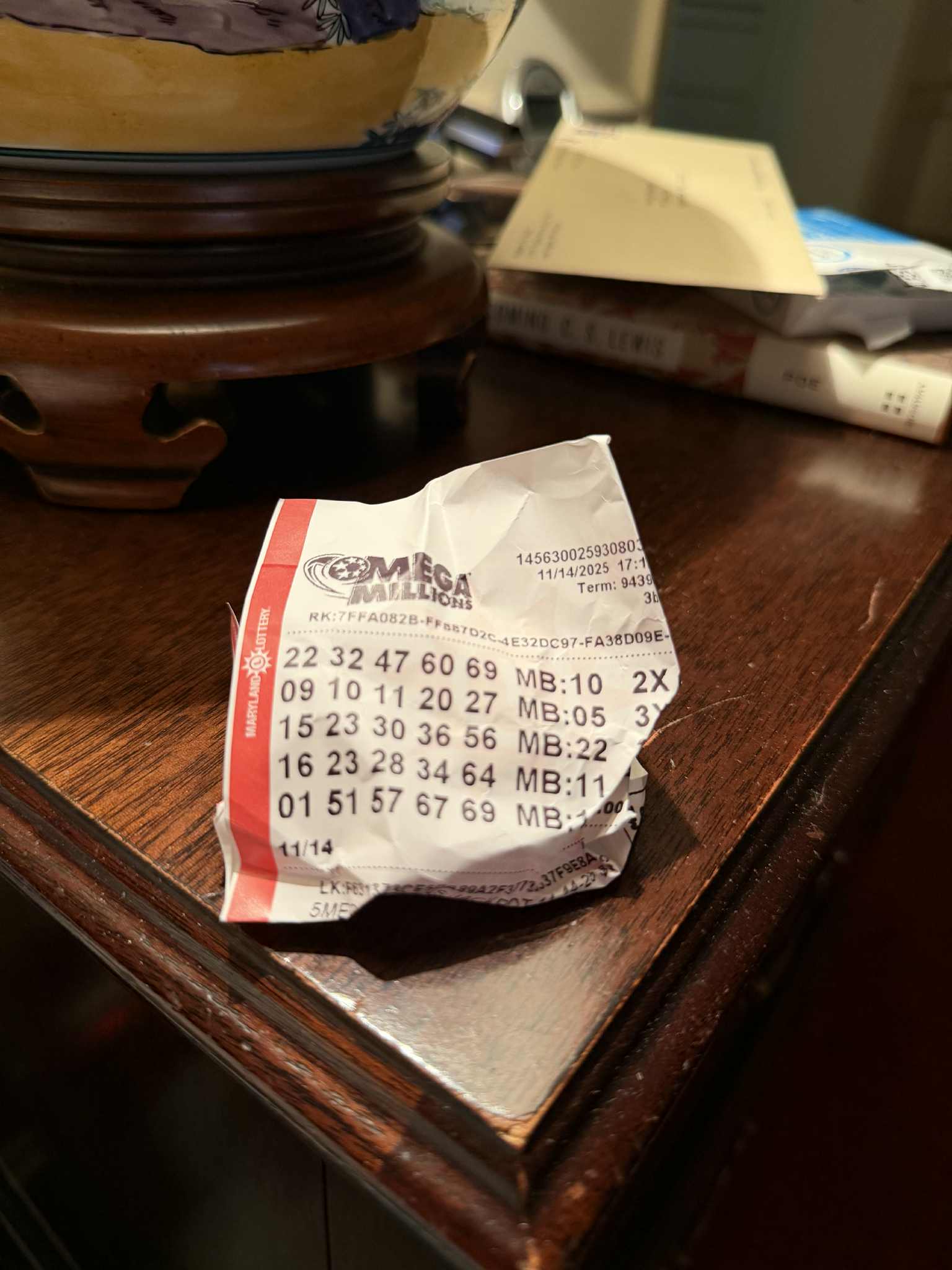 Crumpled Mega Millions ticket Crumpled Mega Millions ticket