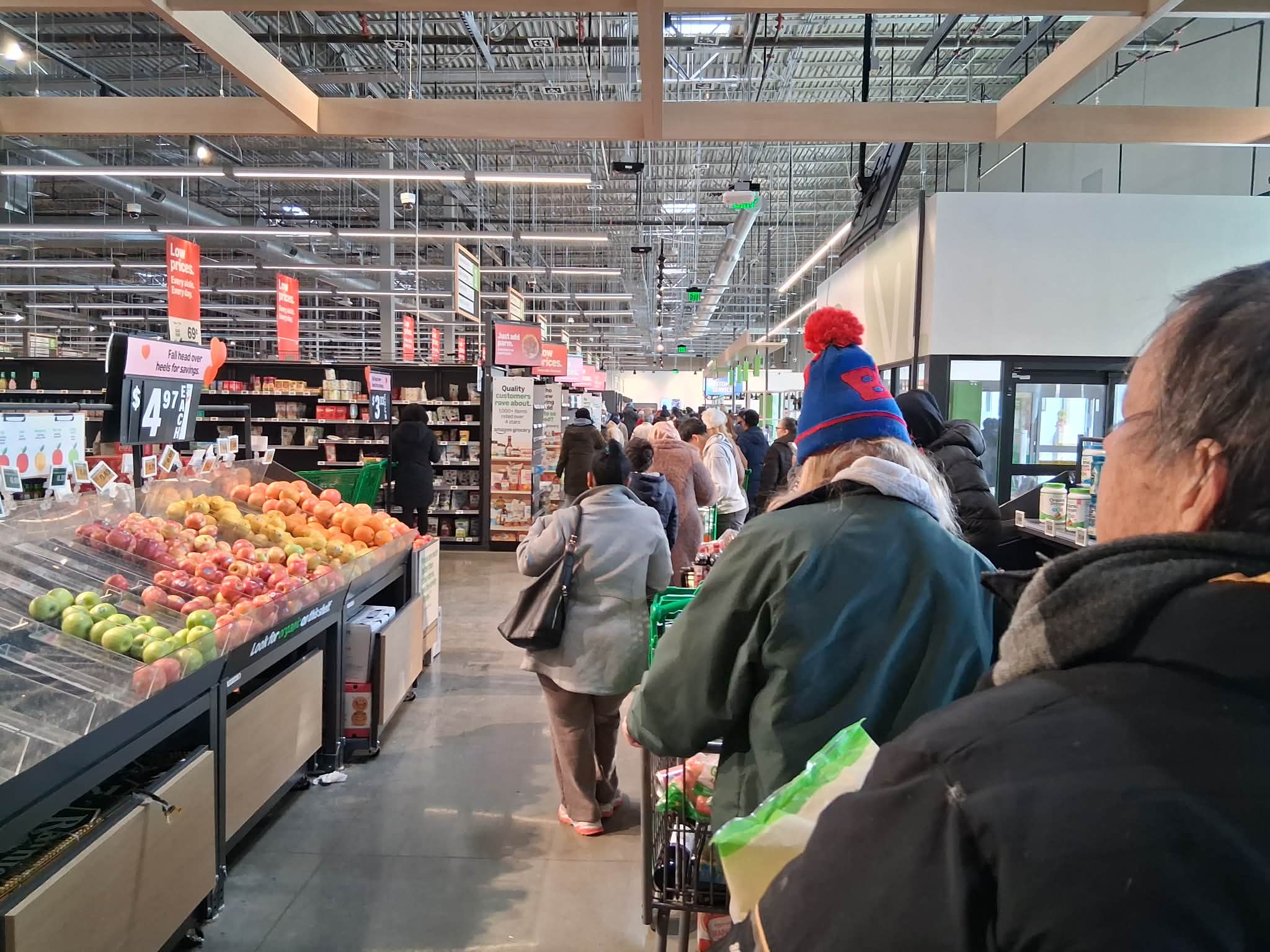 Amazon Fresh Alexandria VA days before closing inside Long line Amazon Fresh