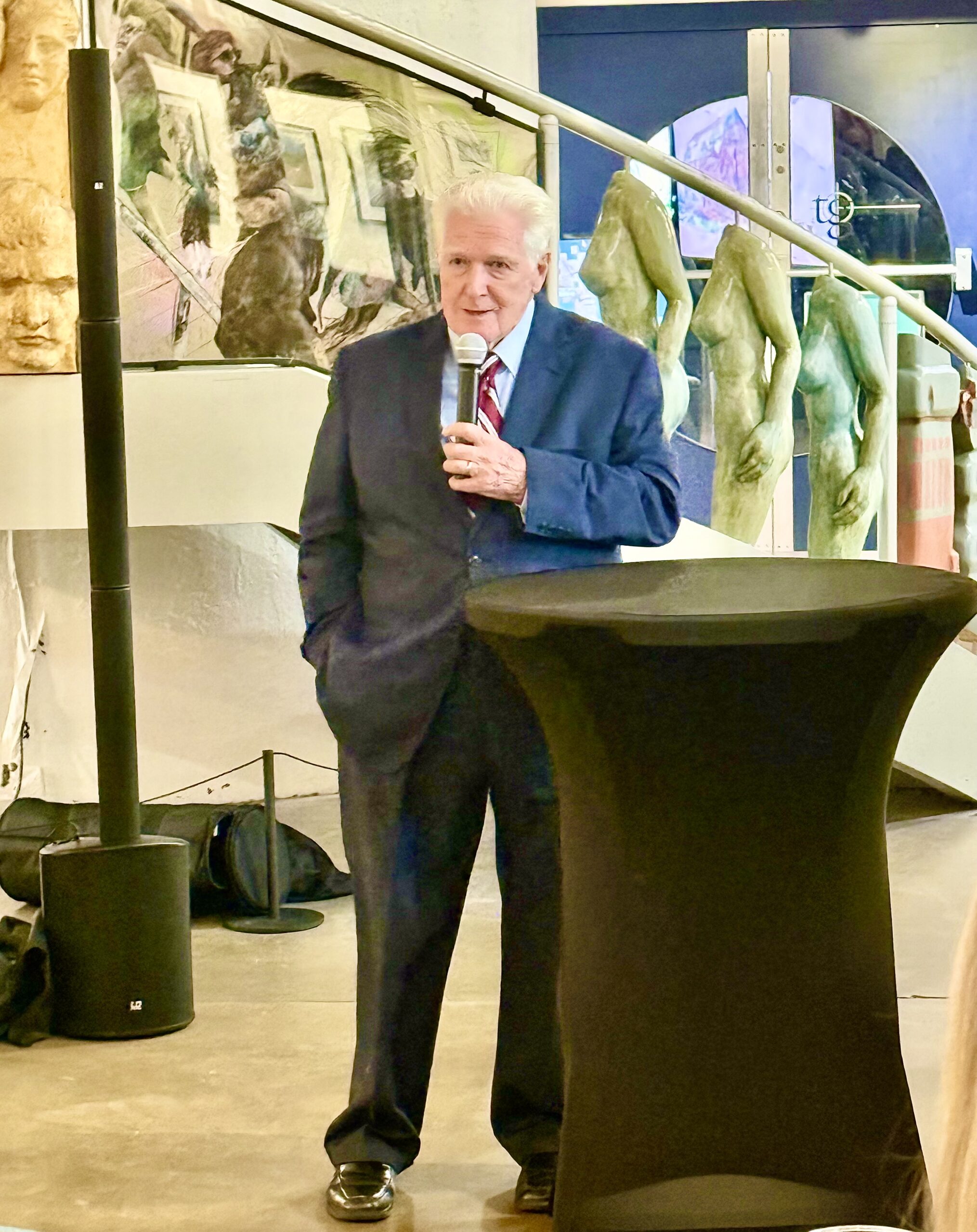 VanLandingham02 Former Alexandria Mayor and Congressman James P. Moran remembering Marian Van Landingham, founder of the famous Torpedo Factory Art Center. Photo Scott MacConomy