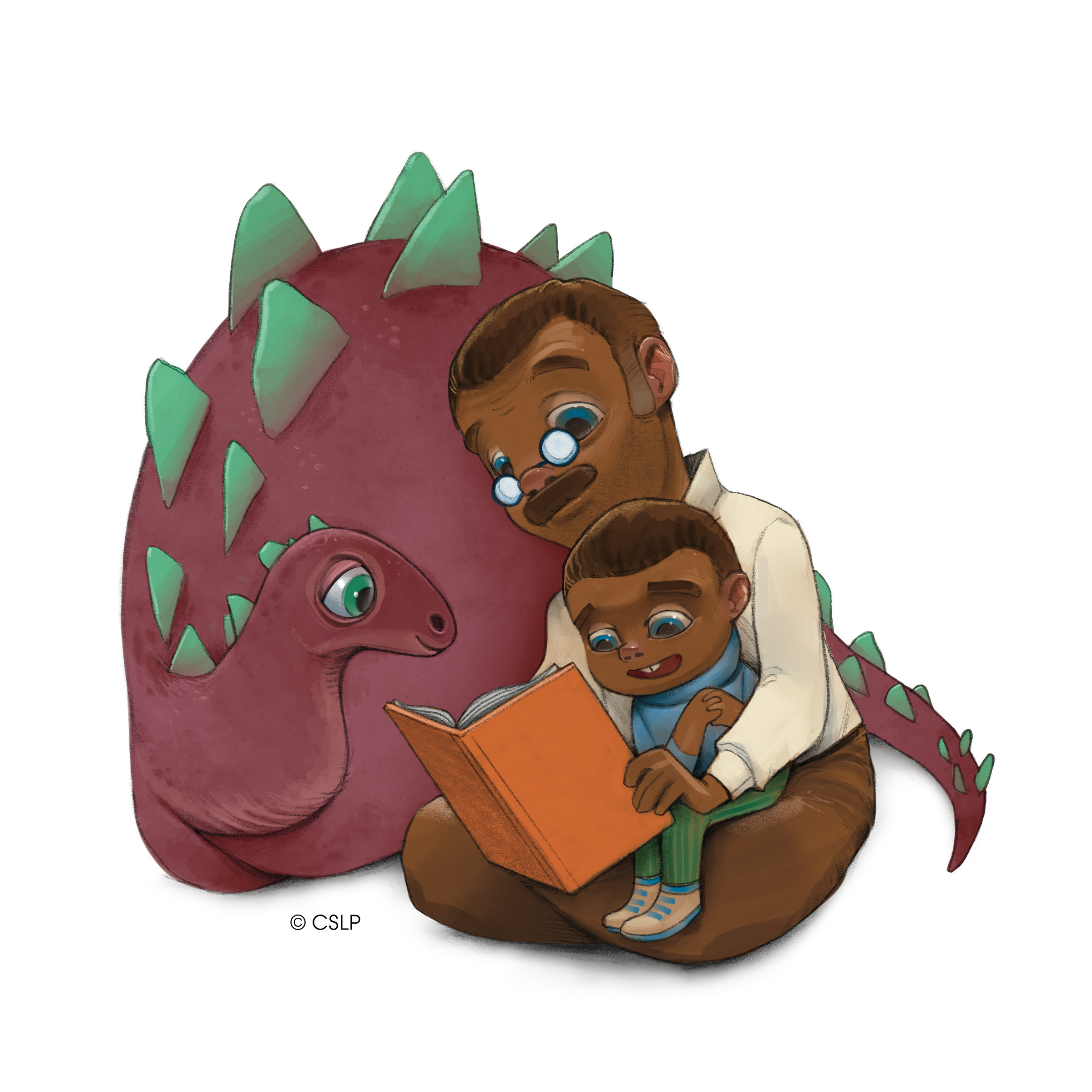 Parent Child Dino reading CSLP