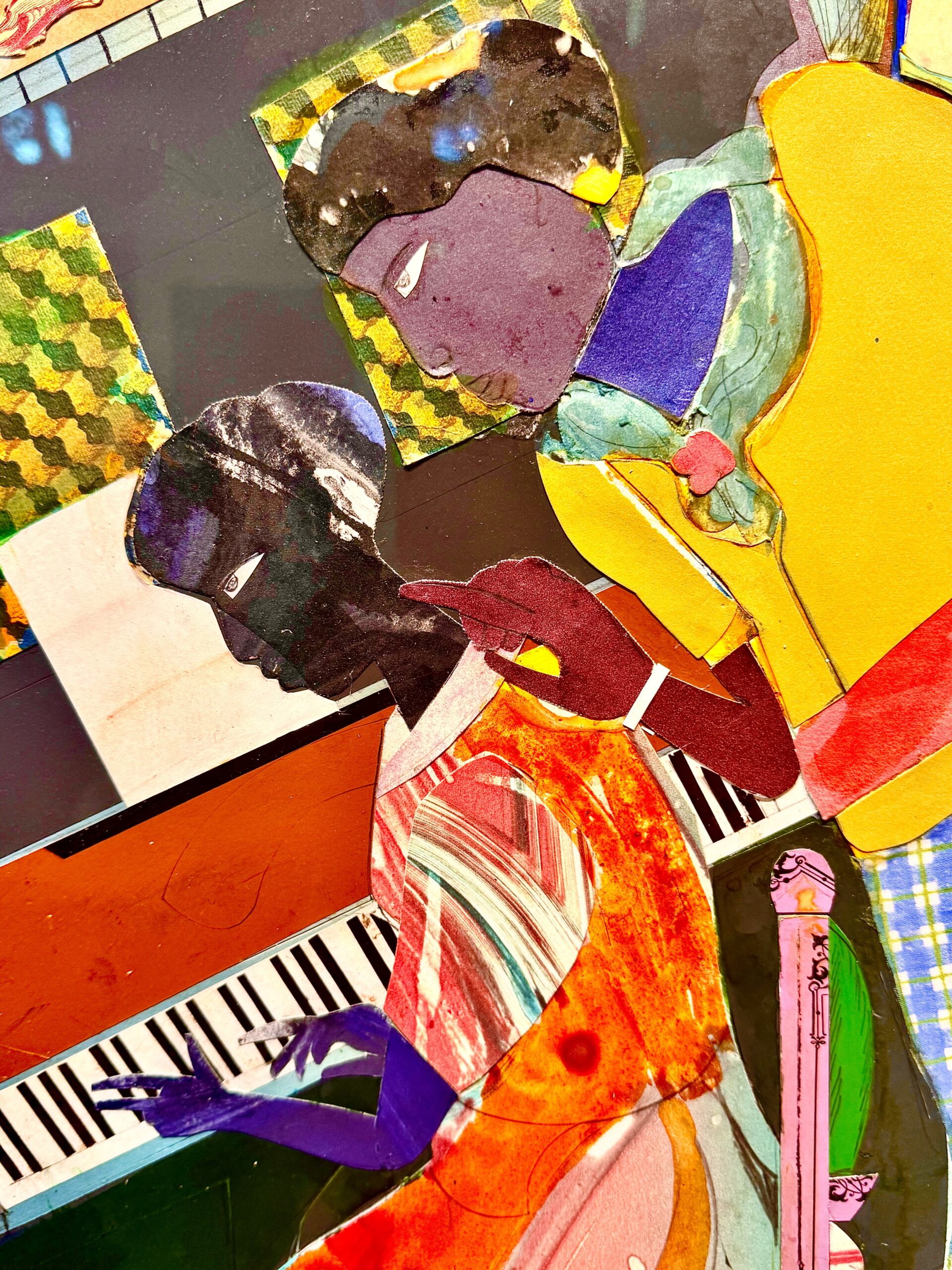 Detail of Romare Bearden’s The Piano Lesson, part of the “Important, Inspiring, and Joyful Artworks by Black Artists” at Nepenthe Gallery. Photo Scott MacConomy