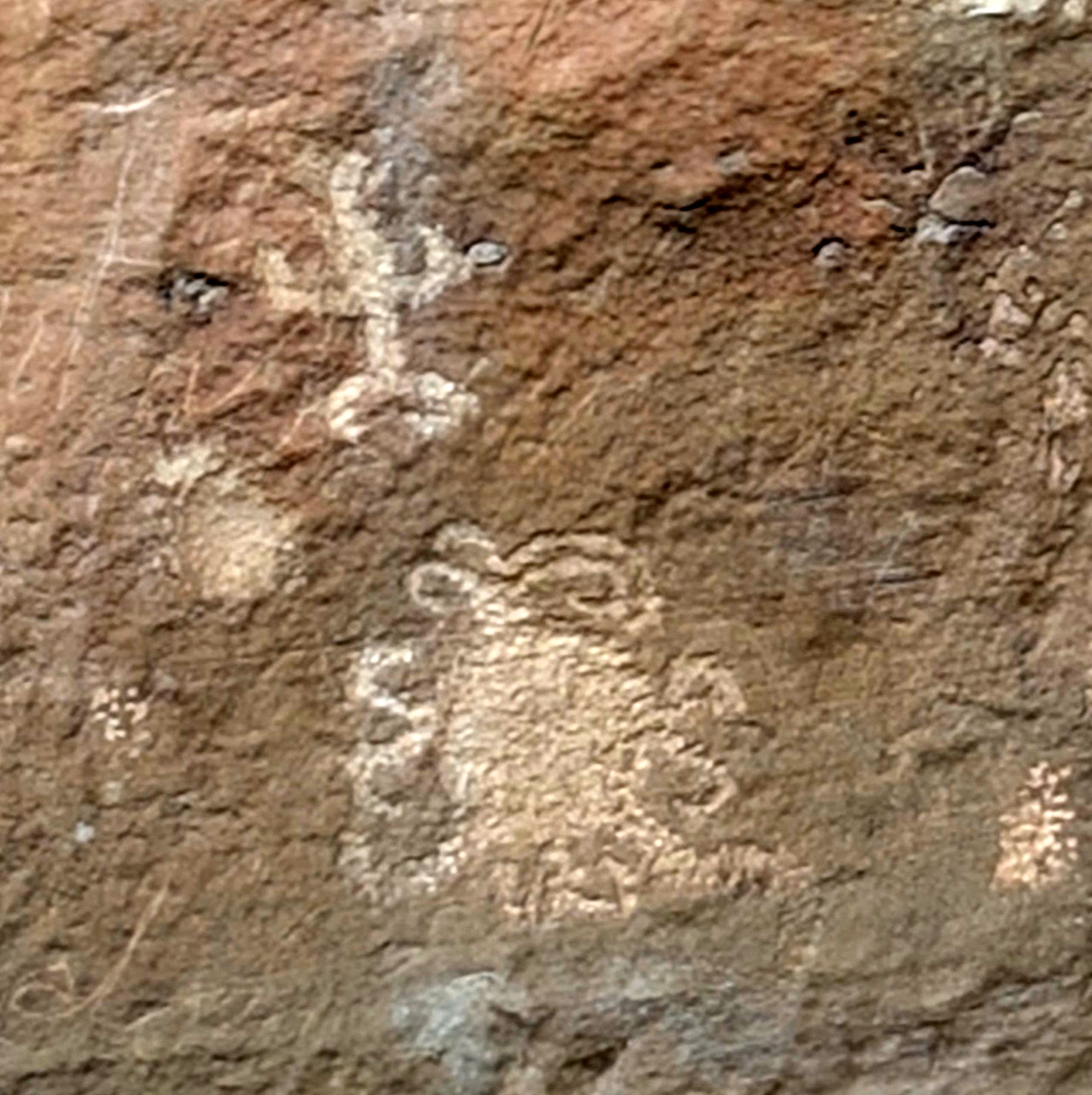 Rock art in Chaco Canyon, New Mexico, possibly depicting a solar eclipse, possibly from A.D. 1097. Photo by Julie Halperson, 2026.