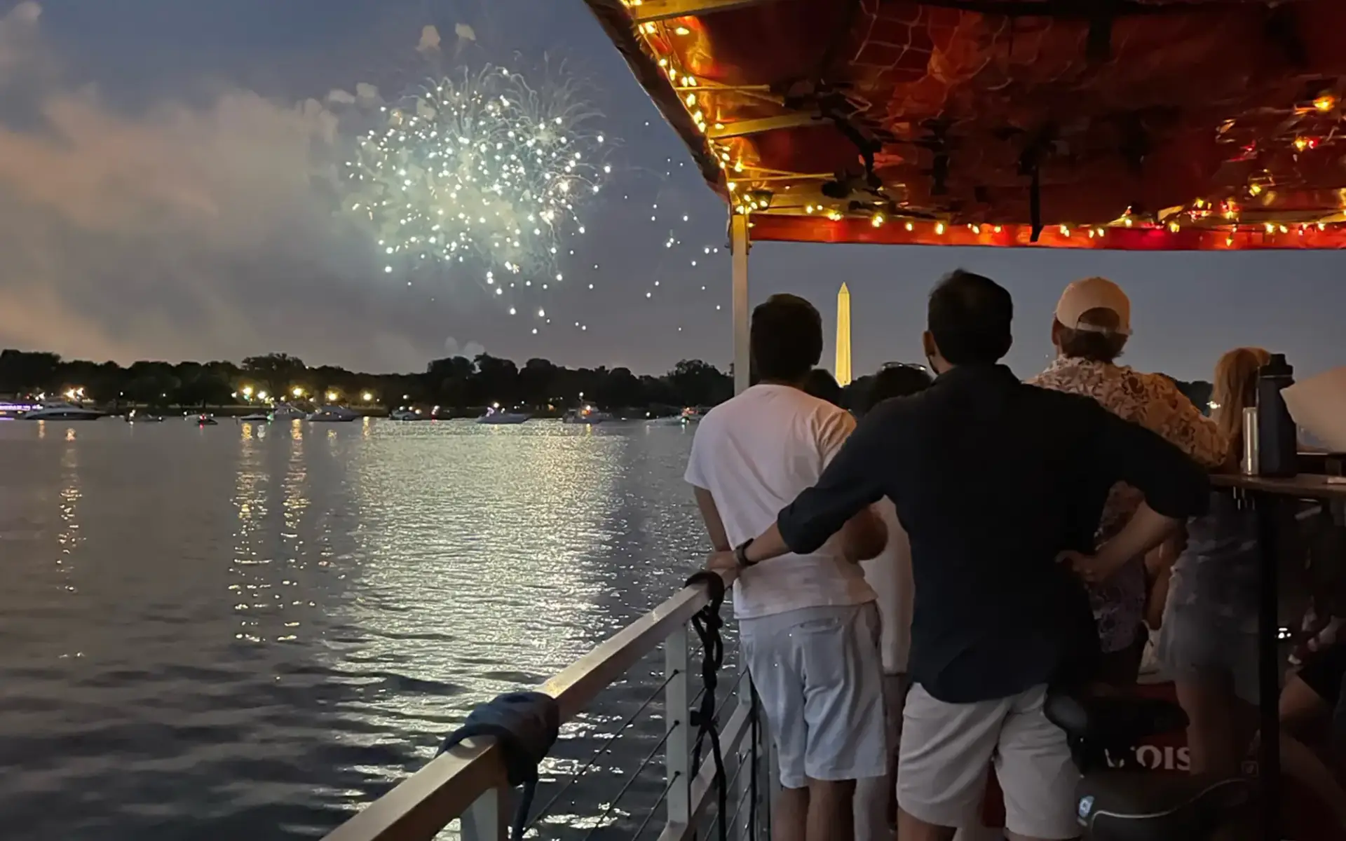 July Fourth Fireworks Over the Potomac River in Washington, D.C Passengers aboard a Potomac River cruise watch Independence Day fireworks near the Washington Monument. Portions of the Potomac River will be closed to recreational boaters during the America 250 celebration in July 2026.