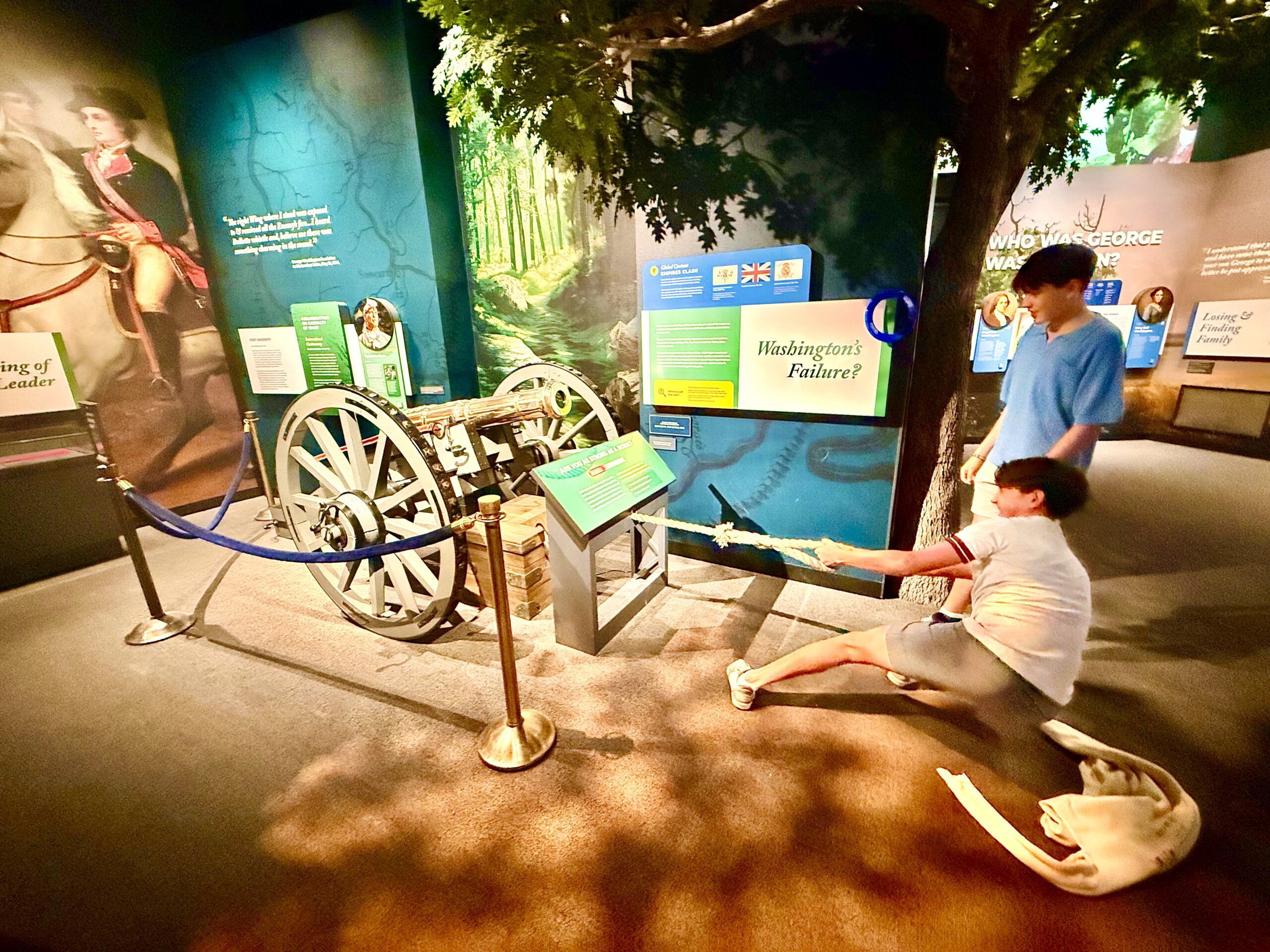 OnExhibitJuly26 03 Feats of strength engage team-building exercises among students pulling a replica Revolutionary War cannon. Photo Scott MacConomy