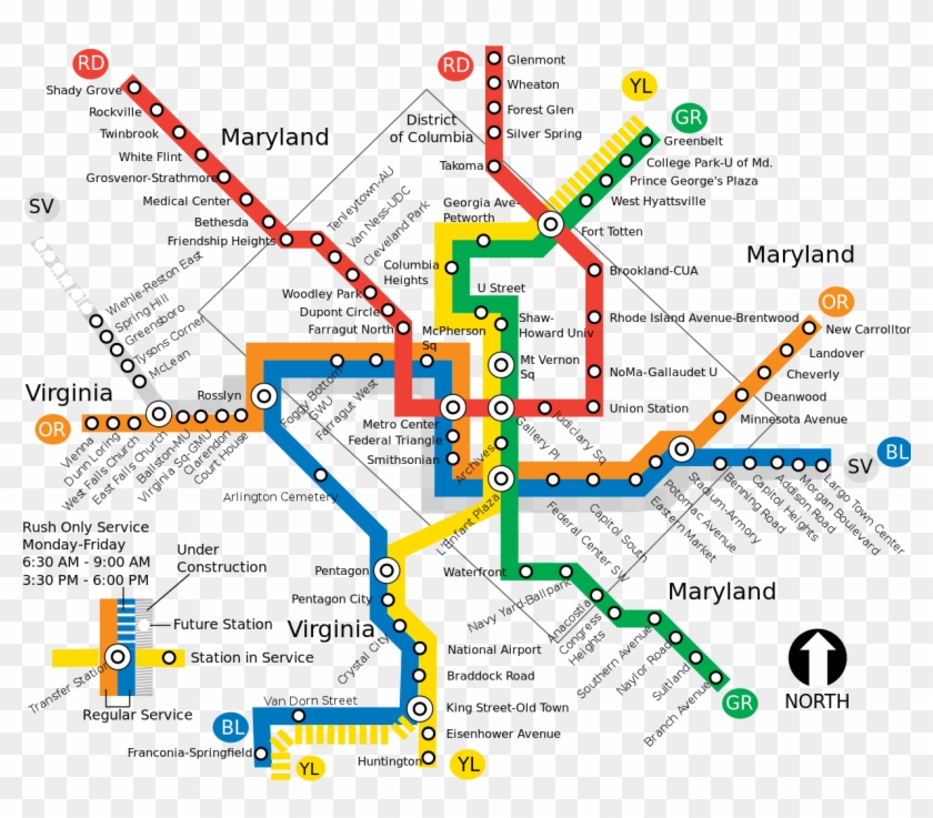 WMATA Metrorail System Map Metro Train Map