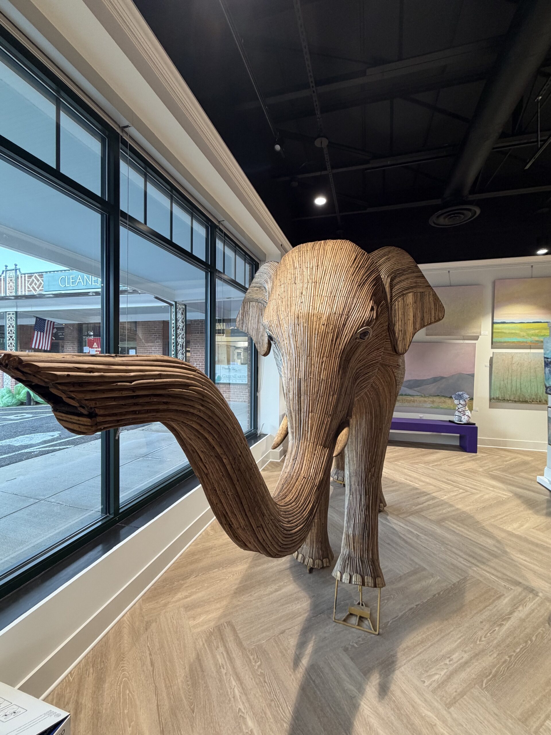 Li Doo Mooh at Nepenthe Gallery Li Doo Mooh, a life-size elephant sculpture woven from lantana, stands beside the front windows inside Nepenthe Gallery’s new Fort Hunt Road space.
