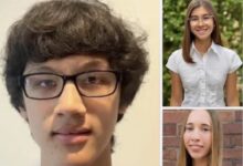Alexandria City High School National Merit semifinalists Josiah Baldwin, Zoe Foster and Lucy Hunnicutt
