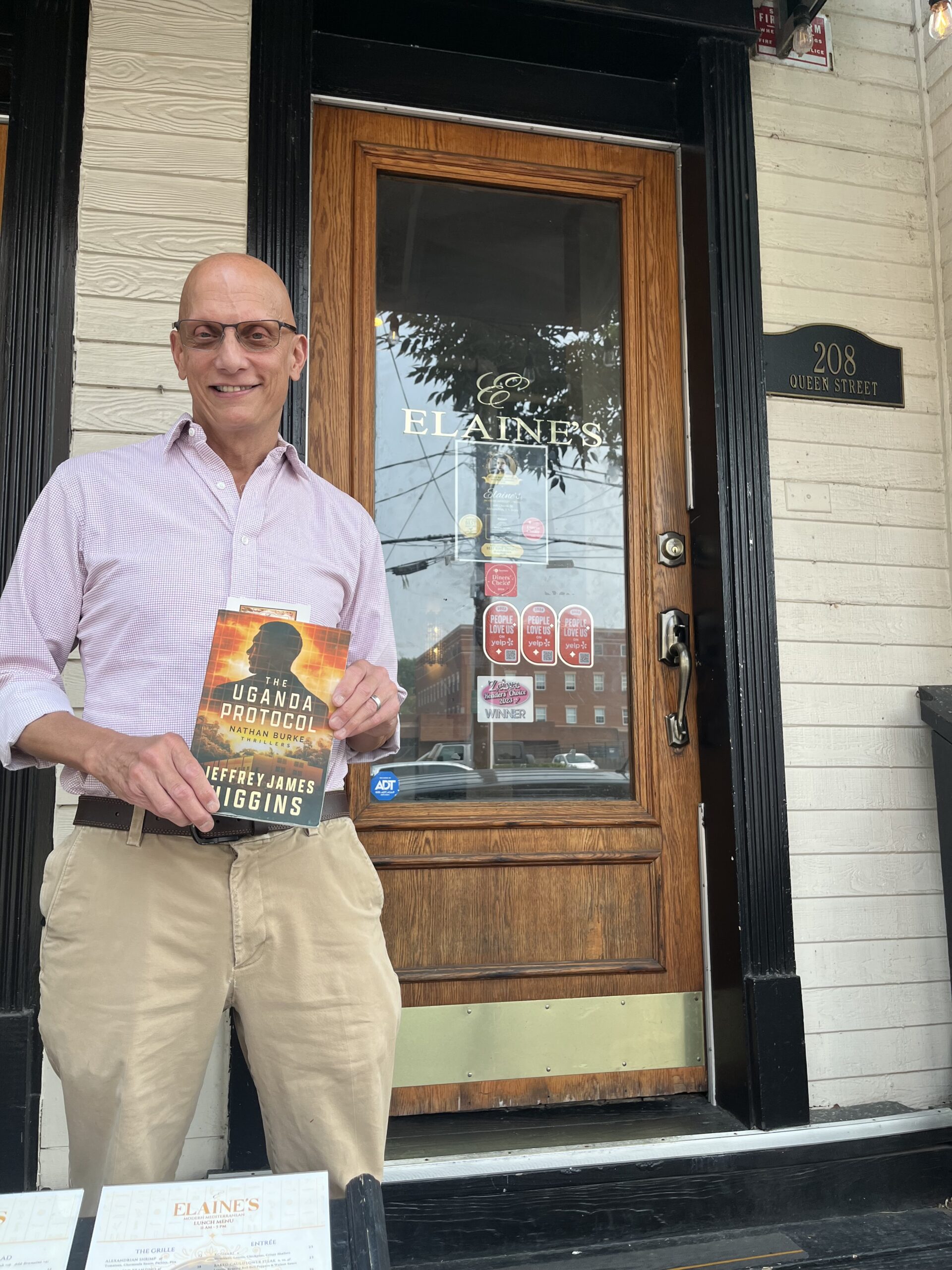 higgins at front door