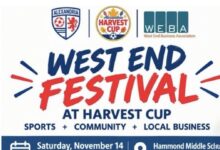 West End Festival at Harvest Cup flyer featuring Alexandria Soccer Association and WEBA, Saturday, November 14, 11 a.m. to 2 p.m. at Hammond Middle School.