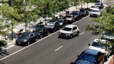 Parked cars in Alexandria, illustrating proposed residential parking rule changes.