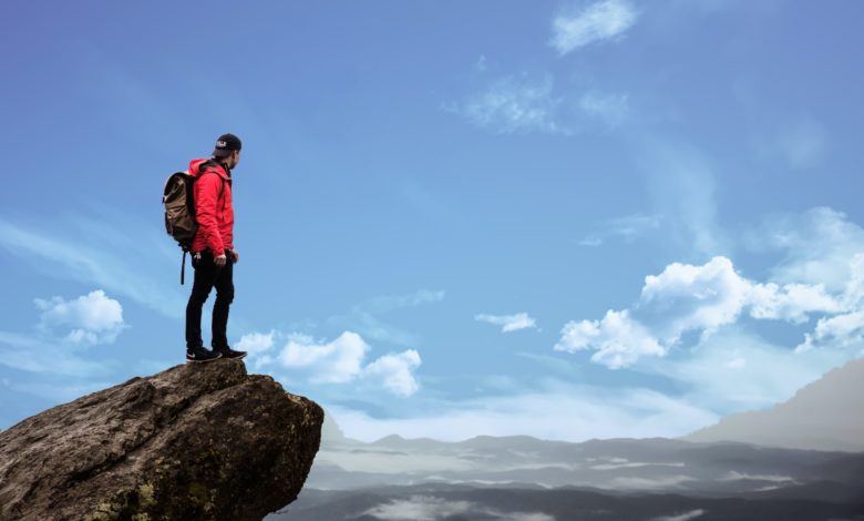 man at mountain top