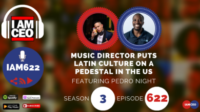 Podcast episode titled "Music Director Puts Latin Culture on a Pedestal in the US," featuring Pedro Nieves. Season 3, Episode 622 of the "I Am CEO" podcast.