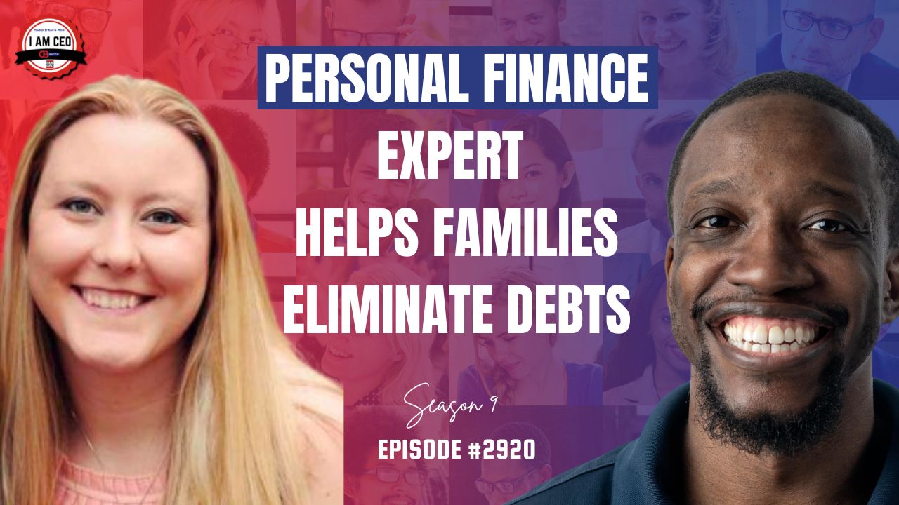 Two smiling people are shown beside text reading, “Personal finance expert helps families eliminate debts. Season 9, Episode #2920.”. Two smiling people are shown beside text reading, “Personal finance expert helps families eliminate debts. Season 9, Episode #2920.”.