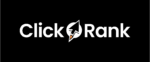 Click Rank logo with a stylized paper airplane in place of the letter "o" on a black background.