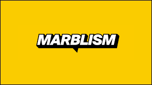 The word "MARBLISM" in bold white and black text is centered on a solid yellow background.