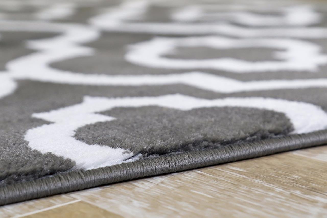 3028 Dark Gray Moroccan Trellis Area Rug Carpet 