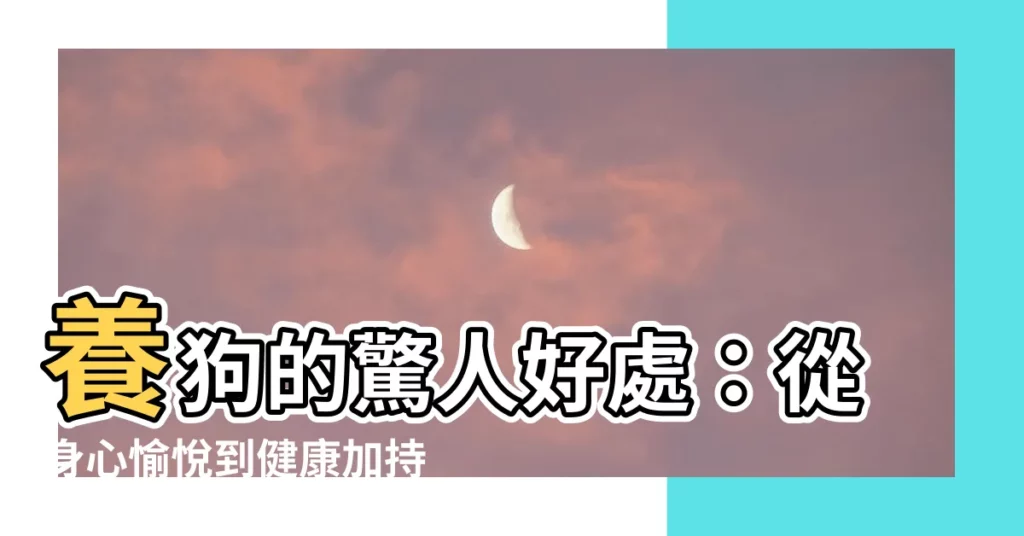 【養狗的好處】養狗的驚人好處:從身心愉悦到健康加持